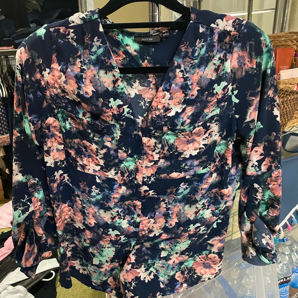 Floral V Neck Blouse